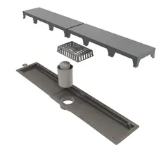 VERONA - Desague Dren, Ducha, Baño- Pvc Salida Central 75 Cm Gris