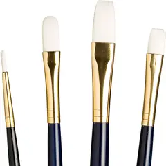 PRINCETON - Set 4 Pinceles Mango Largo Pelo Taklon Blanco