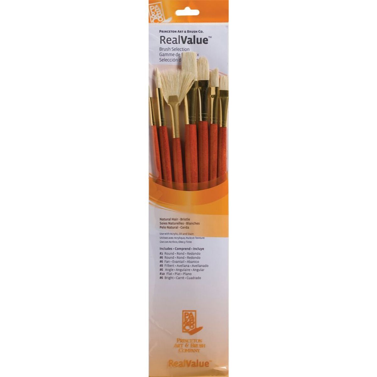 PRINCETON - Set 7 Pinceles Princeton Mango Largo Pelo Natural Cerda