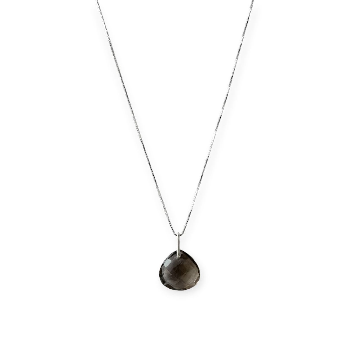 COGGIOLA - Collar Gota Topacio Fumé Facetado Plata Fina 925