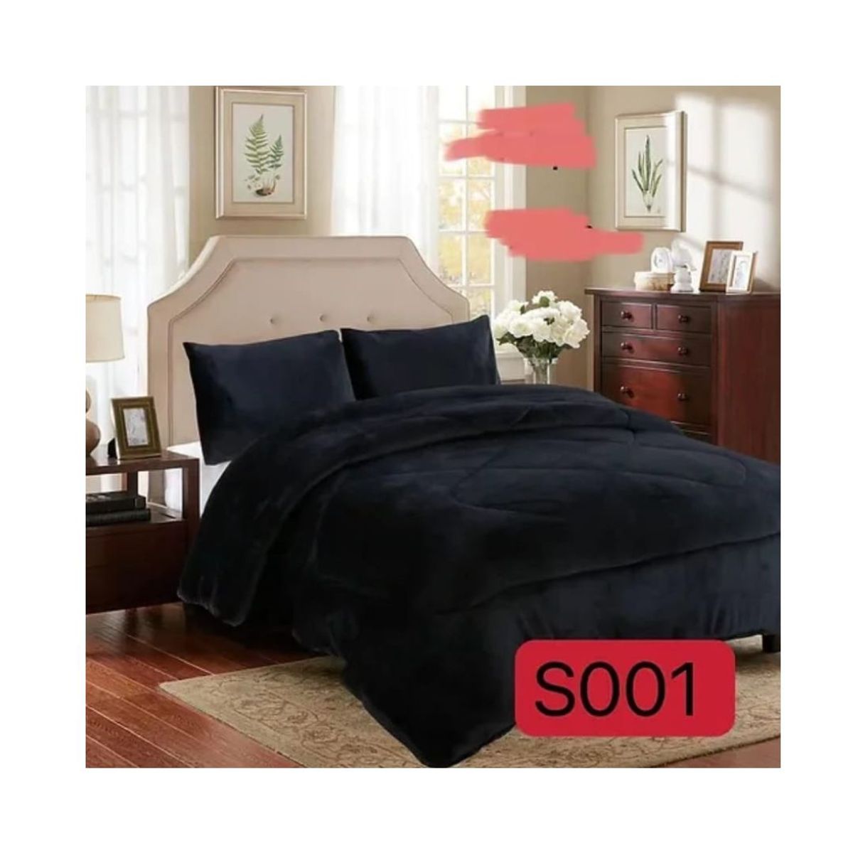 GENERICO - Cobertor Chiporro 1 1/2 Plazas - Negro S001