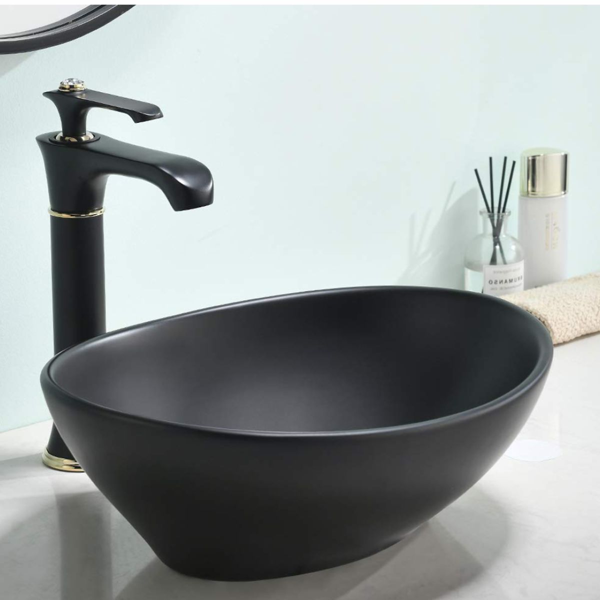 MODERN SPACE - Lavamanos 41x34 Cm Negro Para Sobre Poner