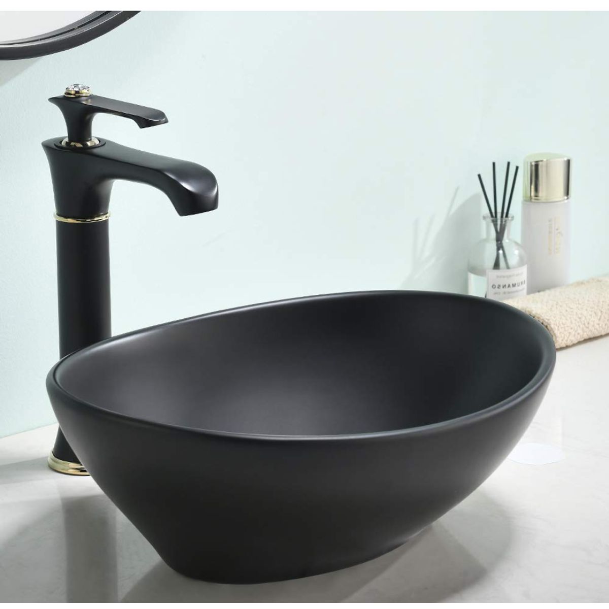 MODERN SPACE - Lavamanos 41x34 Cm Negro Para Sobre Poner