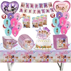 GENERICO - Pack Decoración Globos Cotillón Fiesta Roblox niña