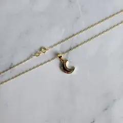 GENERICO - Collar Luna Circones Plata Fina 925 Baño De Oro 18k Mujer