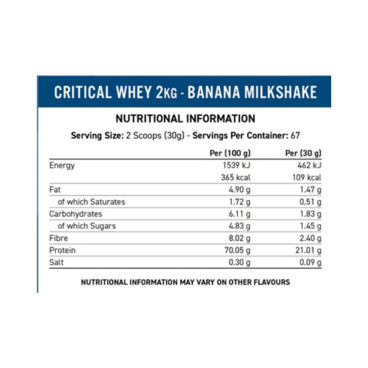 GENERICO - Critical Whey Protein 2 KG Chocolate Milkshake