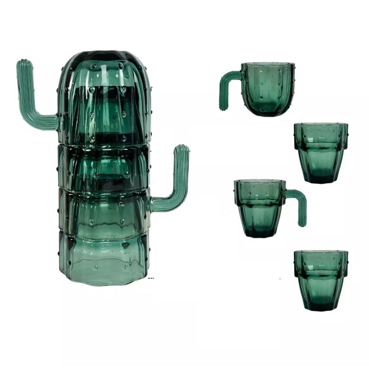 GENERICO - Pack De 4 Tazas Café Diseño Cactus Set 4 Taza