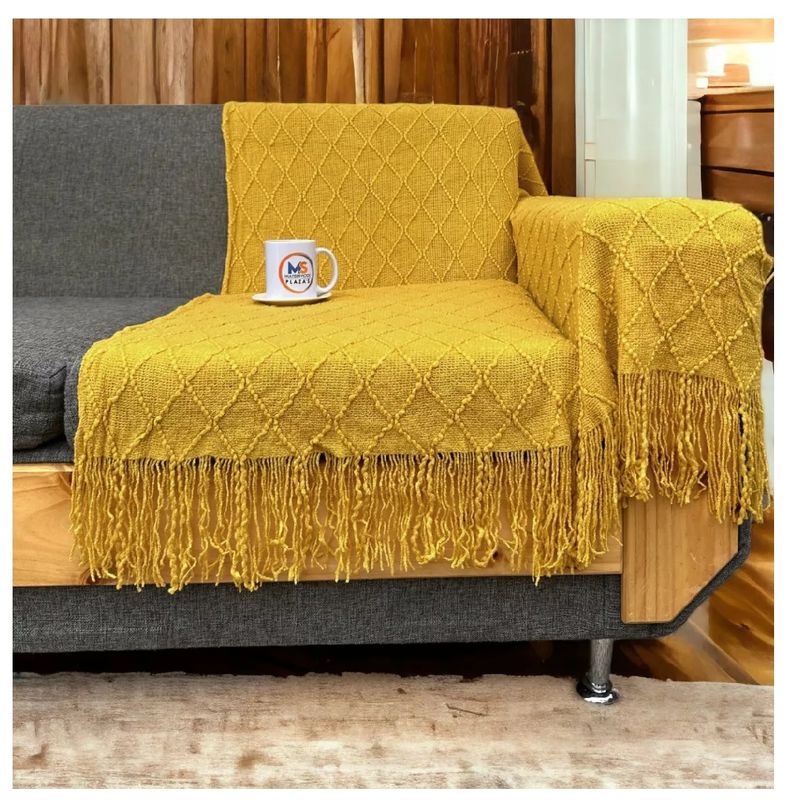 GENERICO - Manta Decorativa Tejida Para Sillon Piecera Cama Amarillo