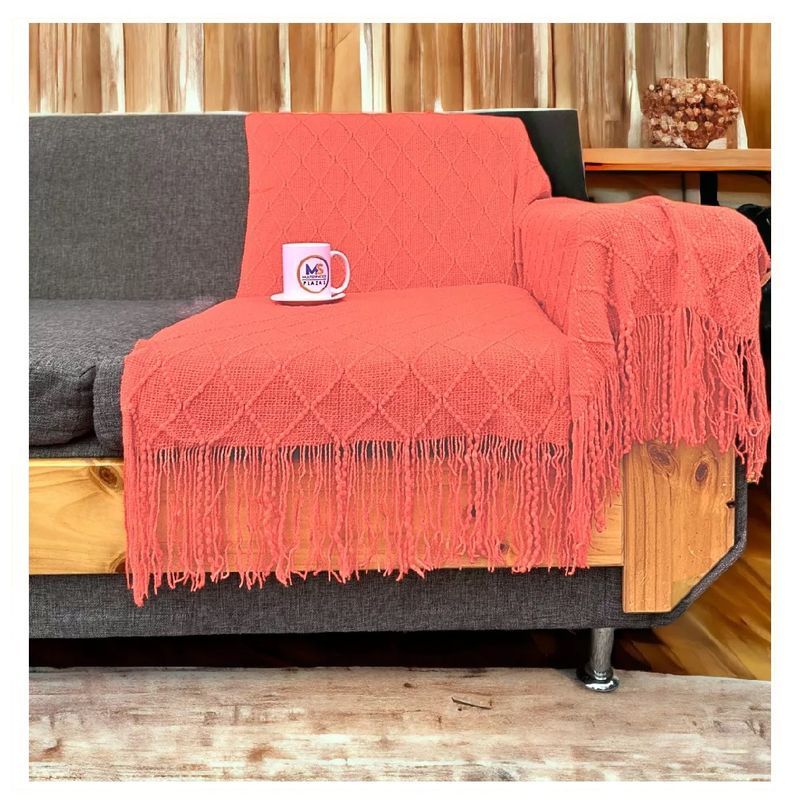 GENERICO - Manta Decorativa Tejida Para Sillon Piecera Cama Coral