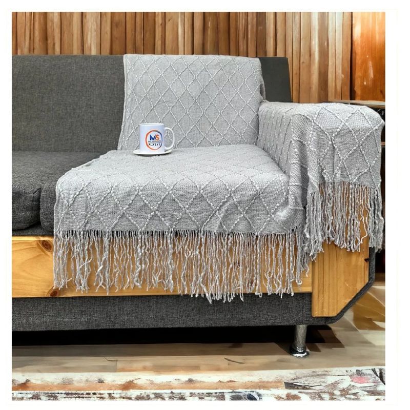 GENERICO - Manta Decorativa Tejida Para Sillon Piecera Cama Gris Claro