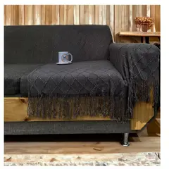 GENERICO - Manta Decorativa Tejida Para Sillon Piecera Cama Gris Oscuro