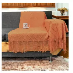GENERICO - Manta Decorativa Tejida Para Sillon Piecera Cama Naranja