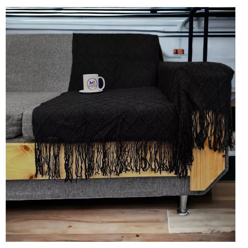 GENERICO - Manta Decorativa Tejida Para Sillon Piecera Cama Negro