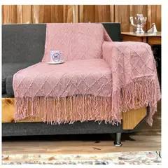 GENERICO - Manta Decorativa Tejida Para Sillon Piecera Cama Rosa