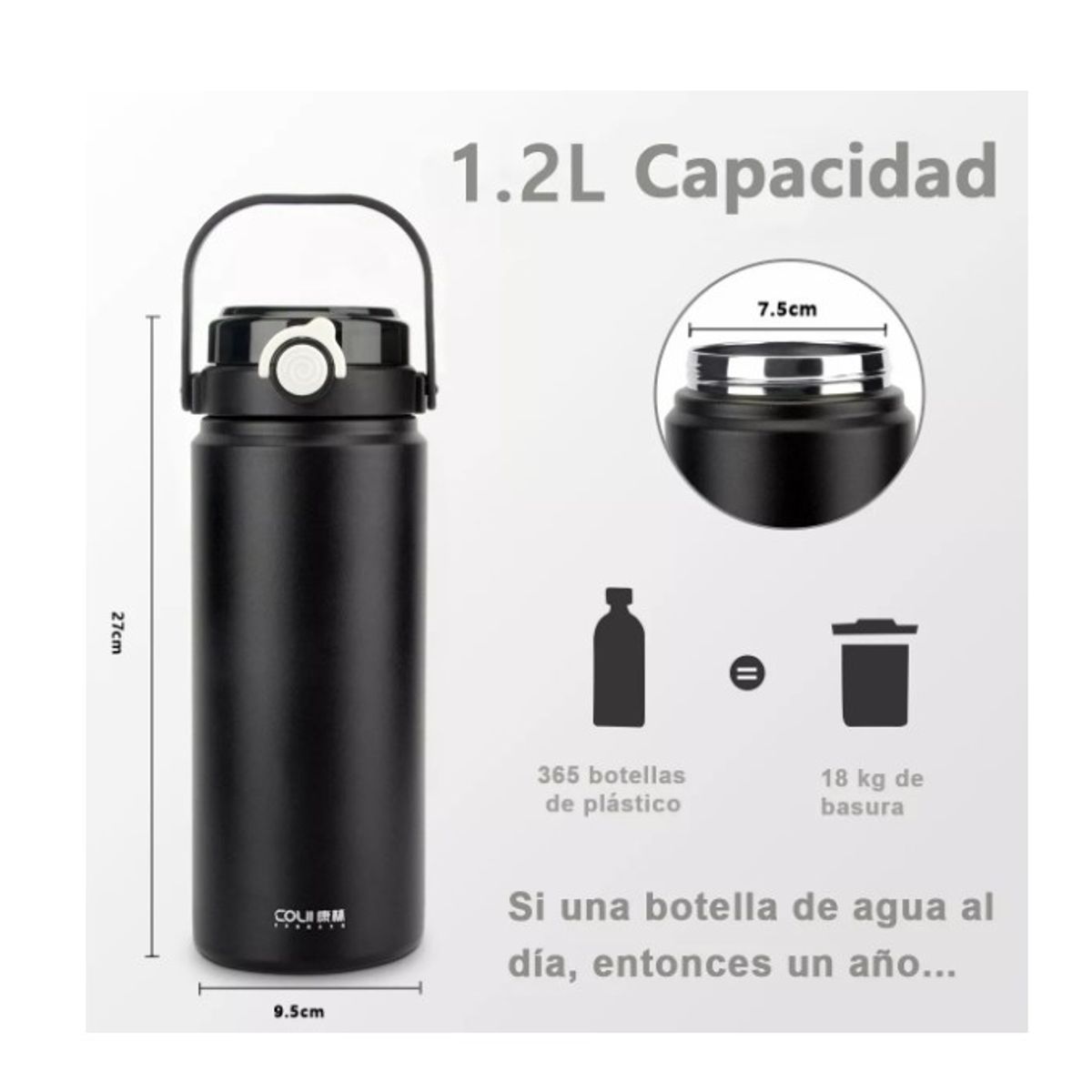 GENERICO - Termo Acero Inoxidable Botella Termica Portátil De Agua De 1