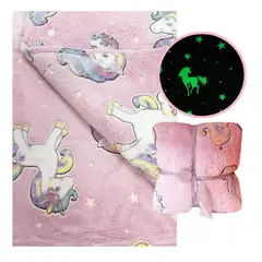 GENERICO - Frazada Sherpa 2 Plazas Manta Polar Magica Brilla Oscuridad Rosa