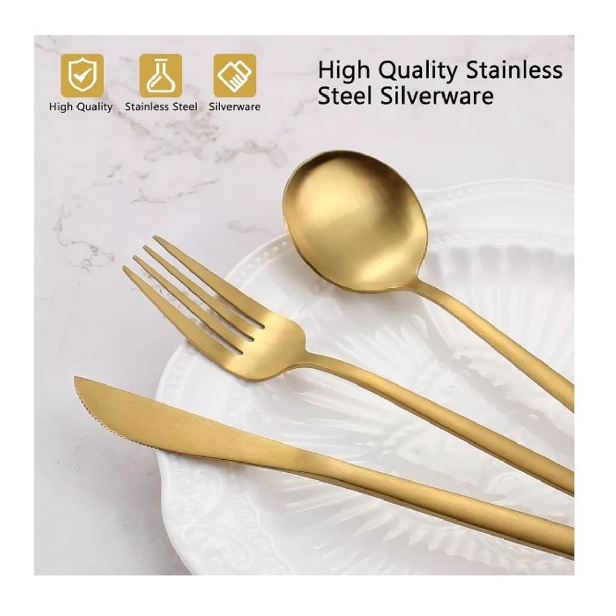 GENERICO - Set 48 Cubiertos Cuchillos Tenedores Cucharas Cucharitas