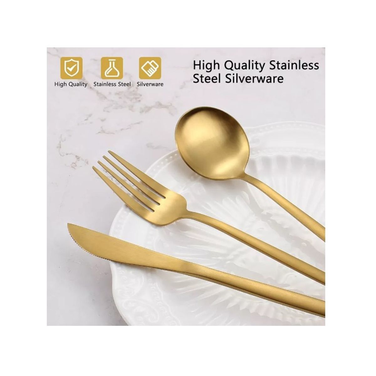 GENERICO - Set 48 Cubiertos Cuchillos Tenedores Cucharas Cucharitas