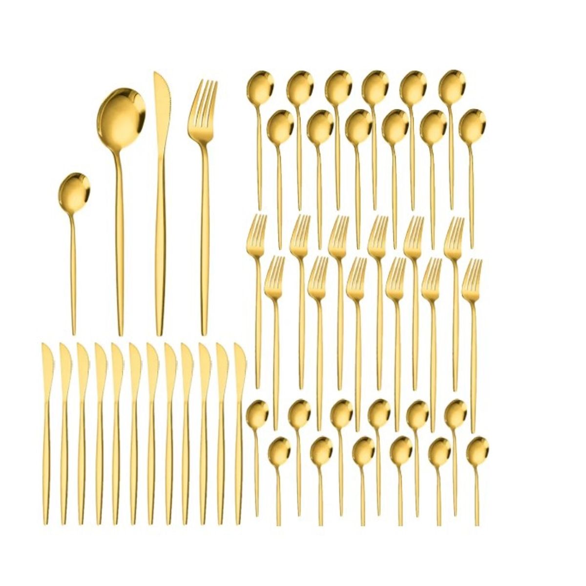 GENERICO - Set 48 Cubiertos Cuchillos Tenedores Cucharas Cucharitas