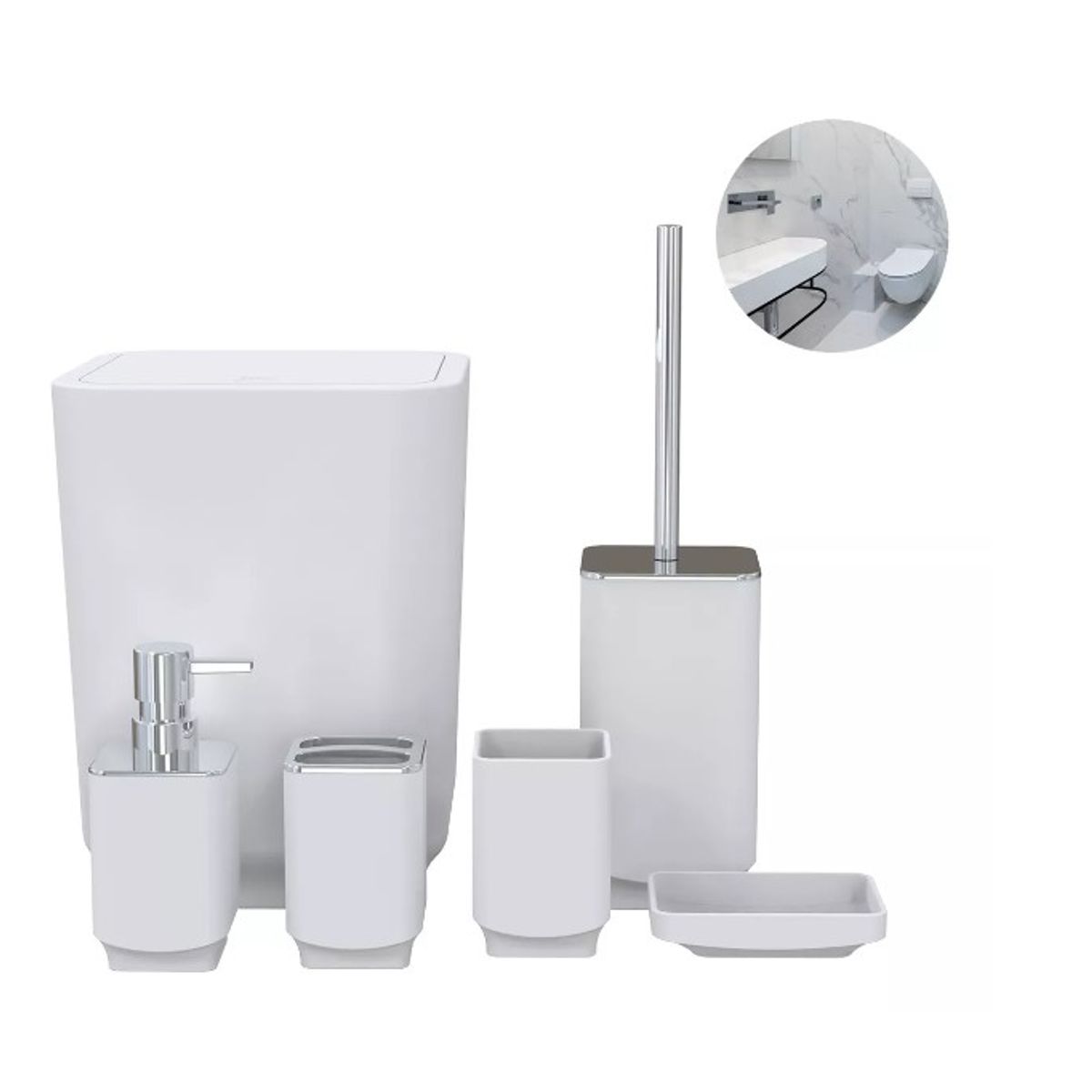 GENERICO - Set Juego De Baño Dispensador Cepillos Jabonera 6 Piezas