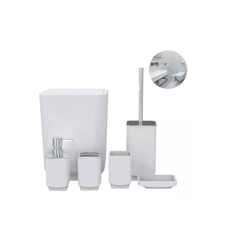 GENERICO - Set Juego De Baño Dispensador Cepillos Jabonera 6 Piezas