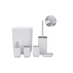 GENERICO - Set Juego De Baño Dispensador Cepillos Jabonera 6 Piezas