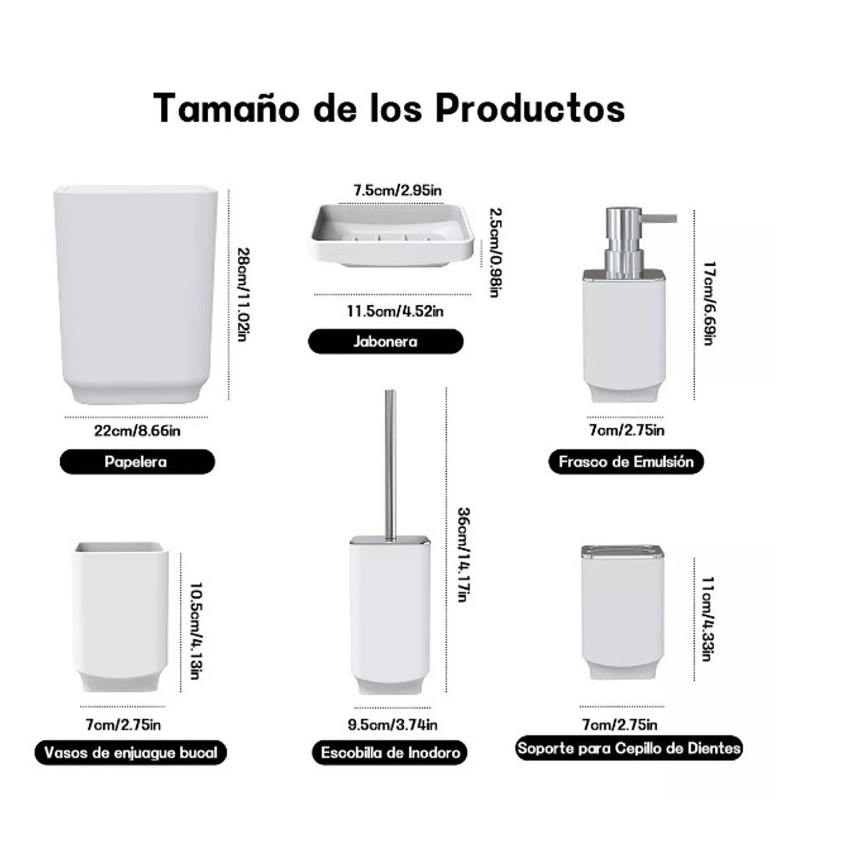 GENERICO - Set Juego De Baño Dispensador Cepillos Jabonera 6 Piezas