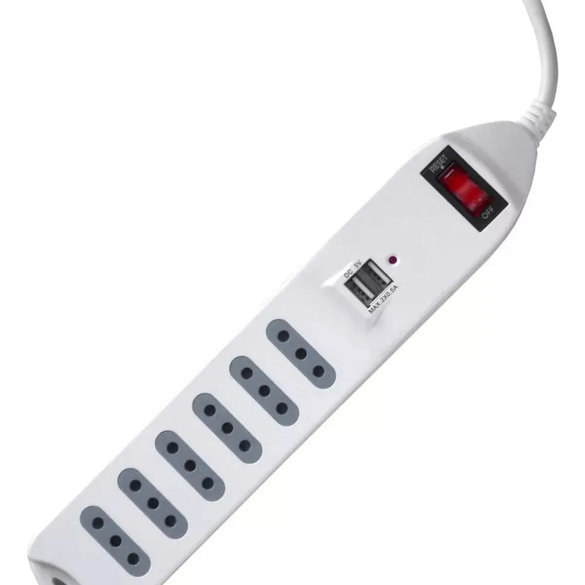 MACROTEL - Alargador Zapatilla Usb y Swith Macrotel 6 Posiciones