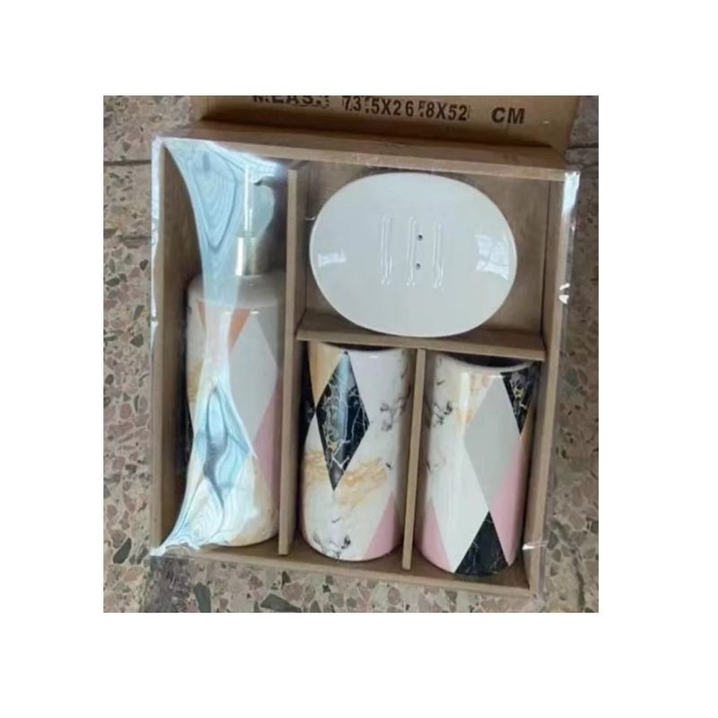 GENERICO - Set Juego De Baño Premium 4 Accesorios Cerámico