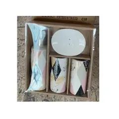 GENERICO - Set Juego De Baño Premium 4 Accesorios Cerámico