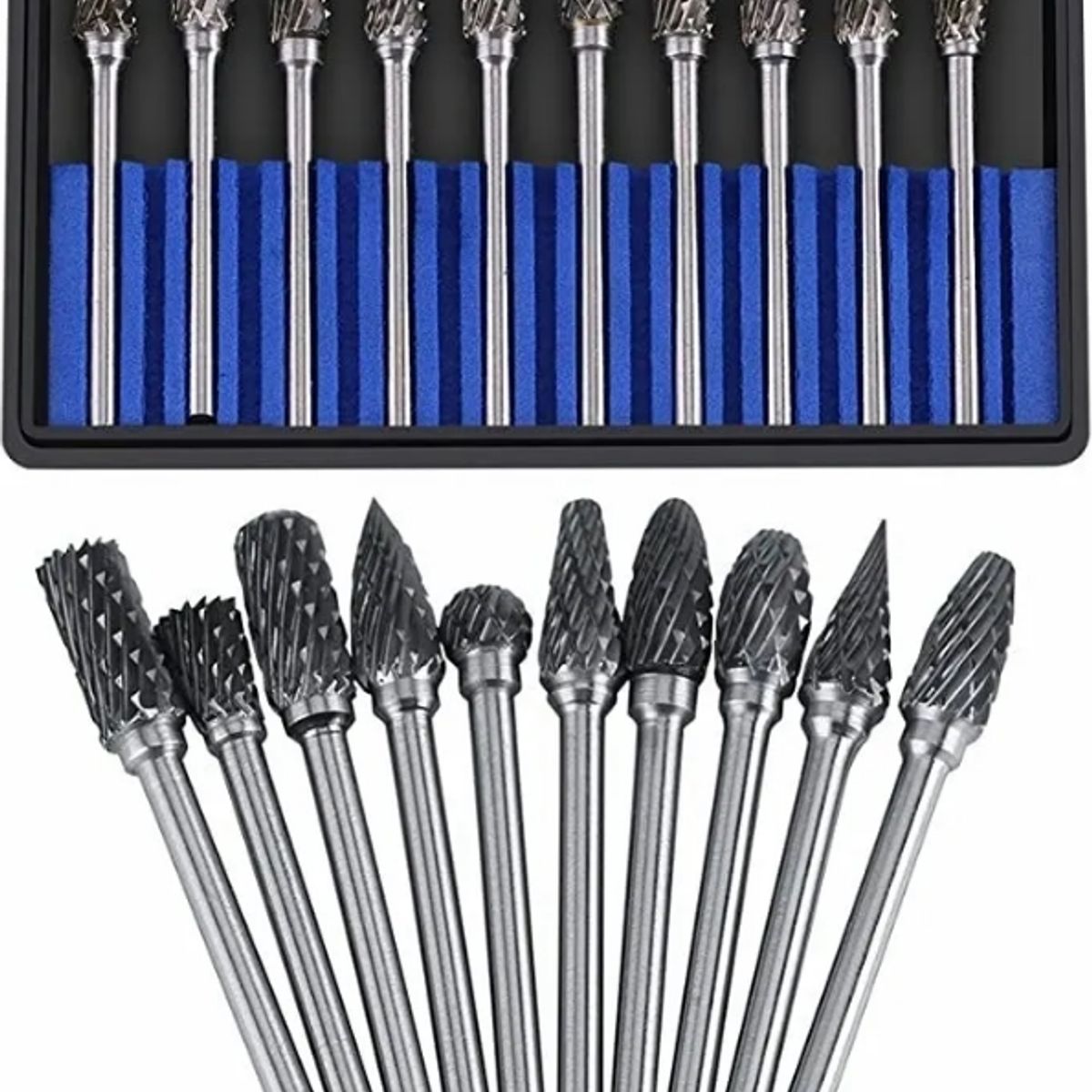 GENERICO - Set 10 Fresas Carburo-tungsteno Vástago 3mm = 1/8 Dremel