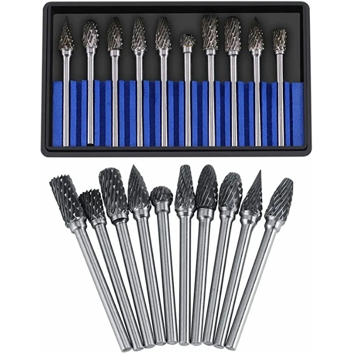 GENERICO - Set 10 Fresas Carburo-tungsteno Vástago 3mm = 1/8 Dremel