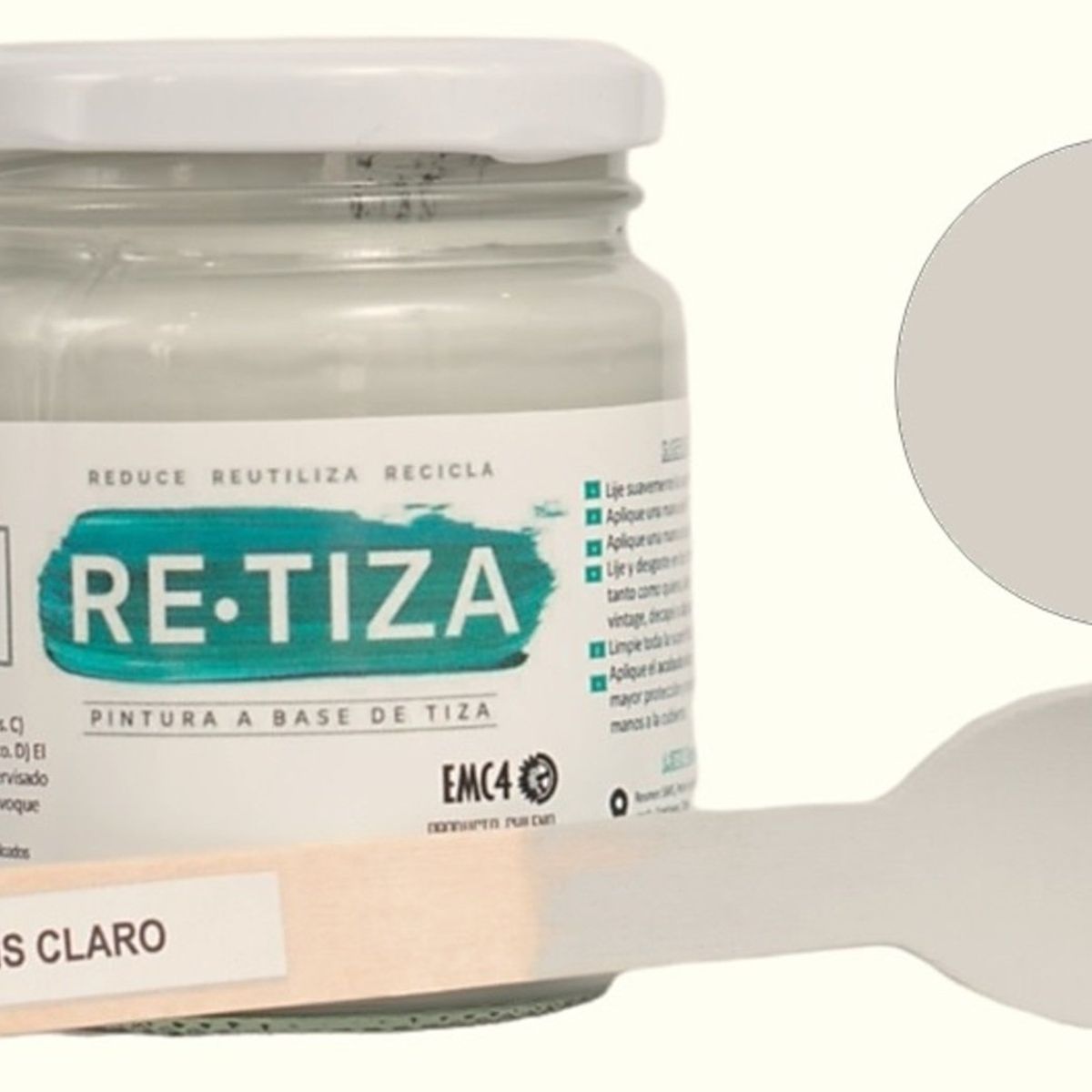 RETIZA - Pintura Tizada/Vintage GRIS CLARO/PERLA 250 grs.  base agua mate