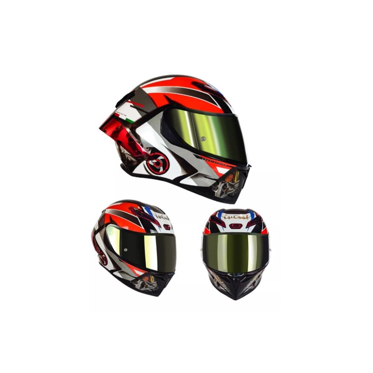 GENERICO - Casco Integral De Moto Con Gafas Polarizadas