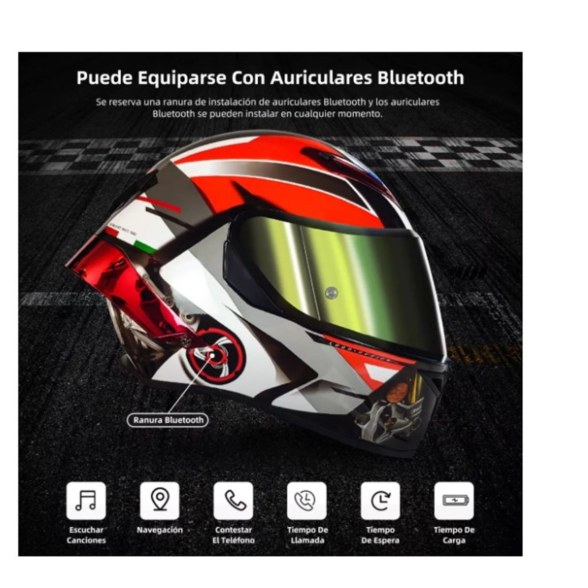 GENERICO - Casco Integral De Moto Con Gafas Polarizadas