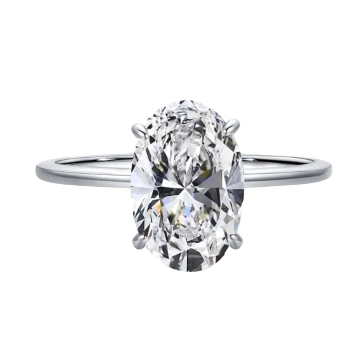 LUXURYJOYAS - Anillo Oro Blanco 18k Bañado Solitario Bodas Eterno cristal