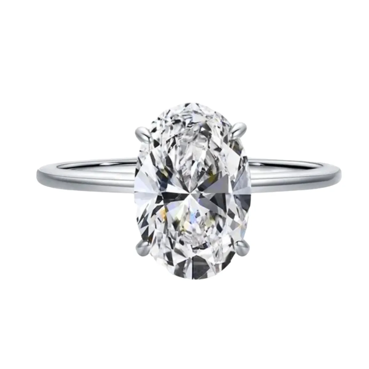 LUXURYJOYAS - Anillo Oro Blanco 18k Bañado Solitario Bodas Eterno cristal