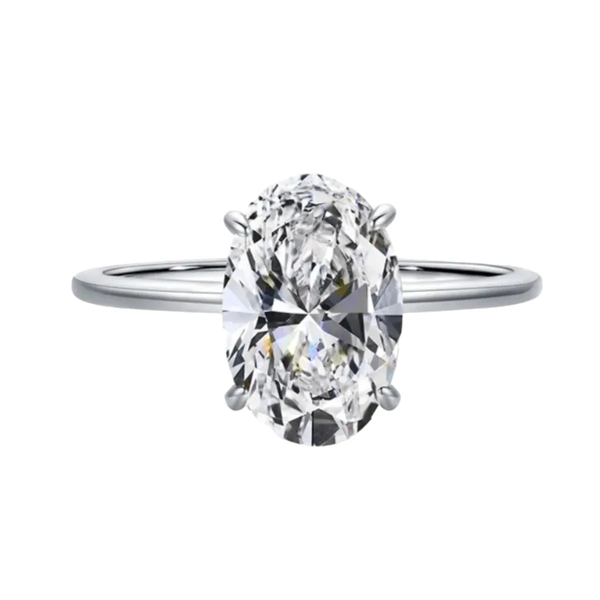 LUXURYJOYAS - Anillo Oro Blanco 18k Bañado Solitario Bodas Eterno cristal