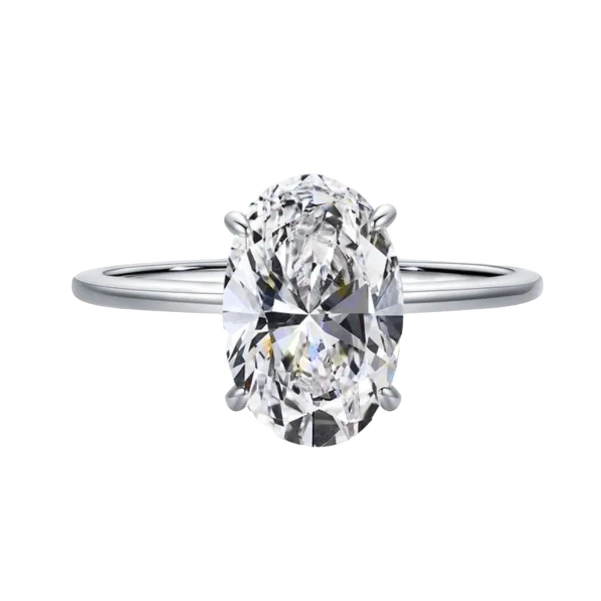 LUXURYJOYAS - Anillo Oro Blanco 18k Bañado Solitario Bodas Eterno cristal