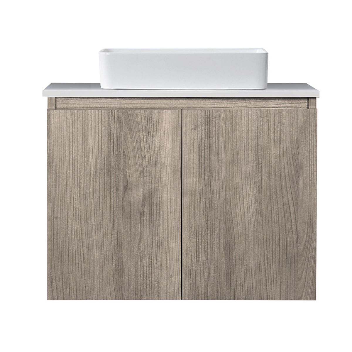 STRETTO - Mueble de Baño Completo Ermes Lenga con sobre cubierta rectangular 80x46 cm