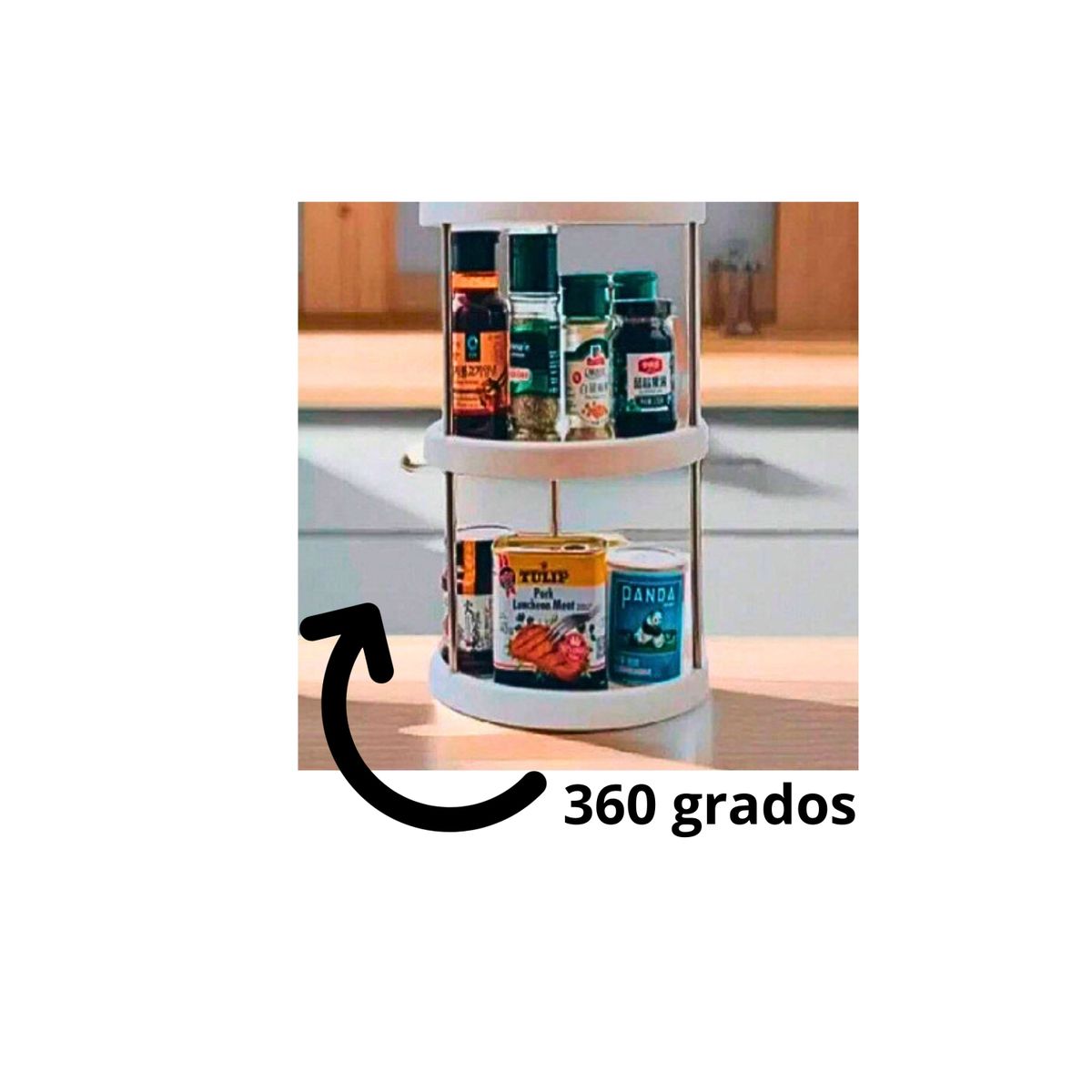 GENERICO - Mini Estante De Especias 2 Niveles Giratorio 360° Organizador