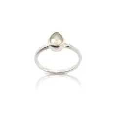 ANDREA COGGIOLA JOYAS - Anillo Meena Gota Piedra Luna Plata Fina 925