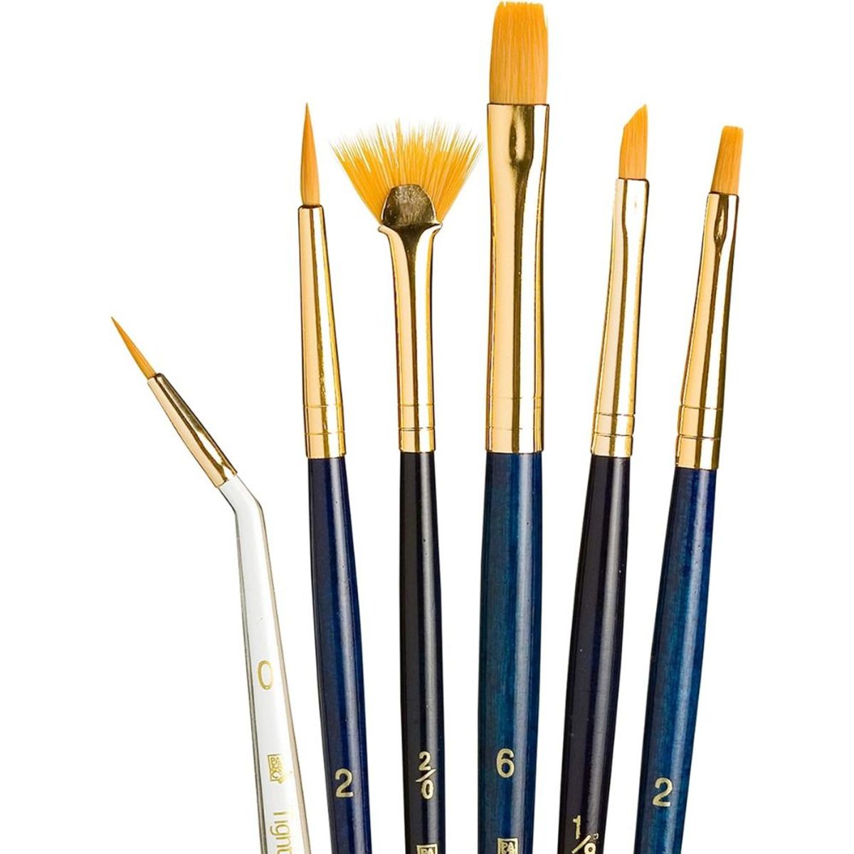PRINCETON - Set 6 Pinceles Princeton Mango Corto Pelo Taklon Dorado