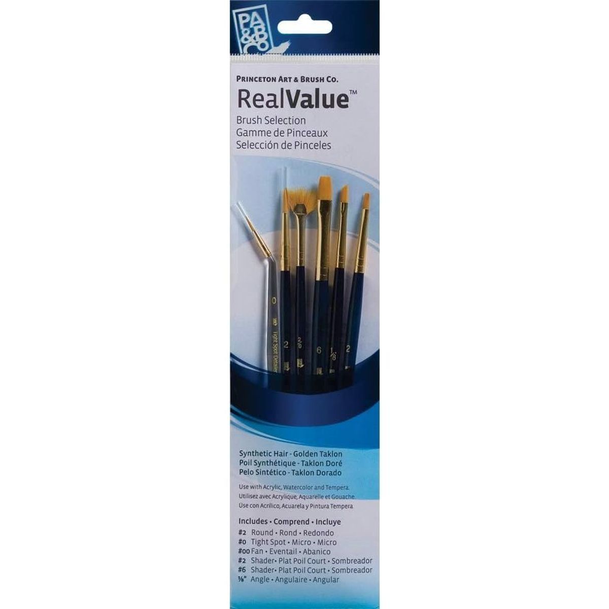 PRINCETON - Set 6 Pinceles Princeton Mango Corto Pelo Taklon Dorado