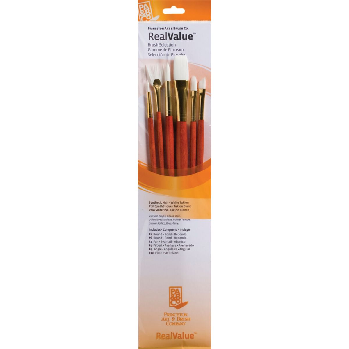PRINCETON - Set 6 Pinceles Princeton Mango Largo Pelo Taklon Blanco
