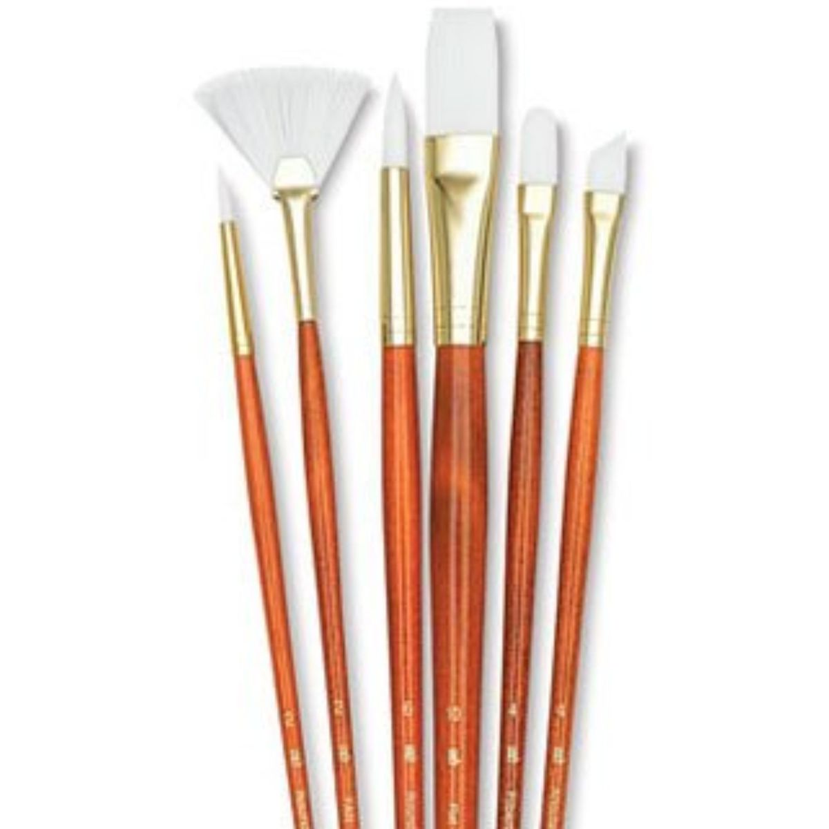 PRINCETON - Set 6 Pinceles Princeton Mango Largo Pelo Taklon Blanco