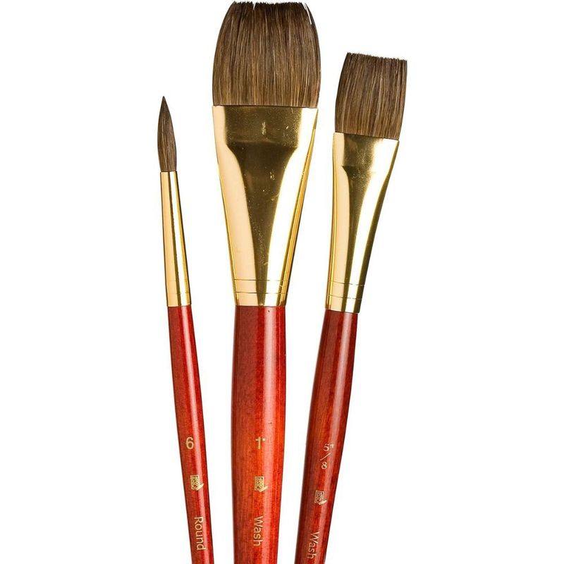 PRINCETON - Set 3 Pinceles Princeton Mango Corto Pelo Sintético Camello