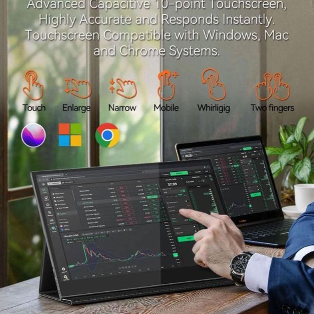 REHISK - Monitor Portátil Touch 15.6 Full HD - Para PC o consolas (Smart Case)