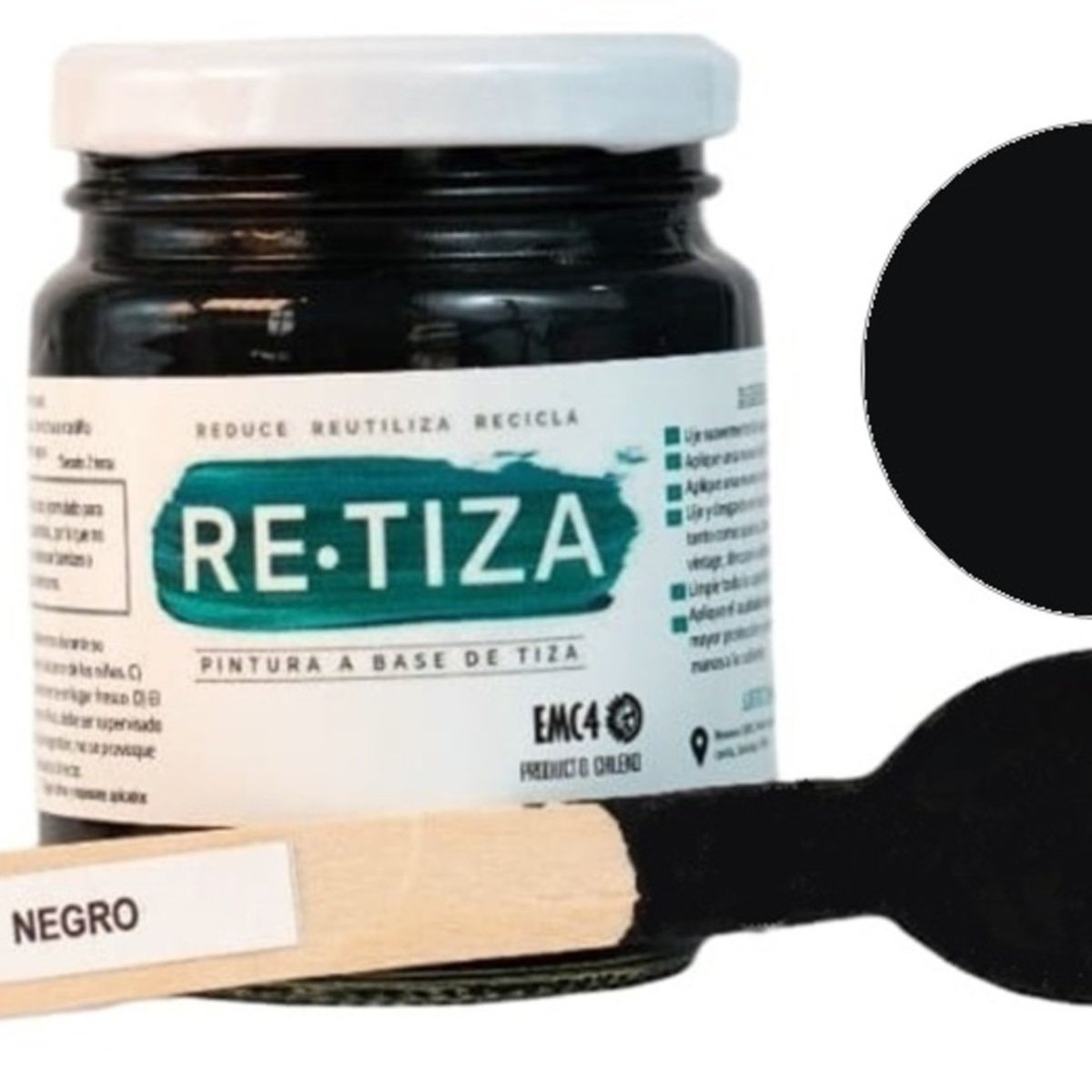 RETIZA - Pintura Tizada/Vintage NEGRO PIZARRON  250 grs.  base agua mate