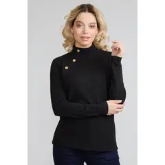 TENTATION - Polera Botones Negro